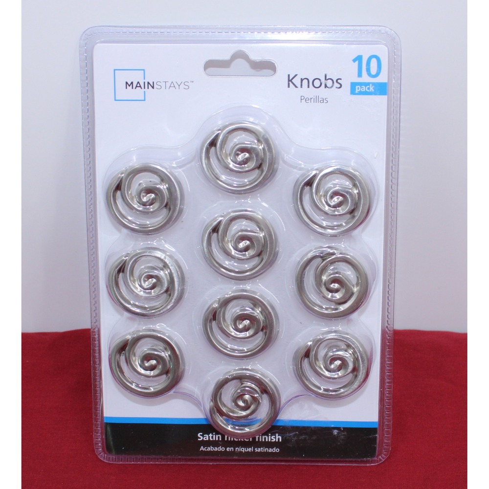 Mainstays 10 Pack Spiral Cabinet Knobs Satin Nickel Finish Swirl Design 2007175
